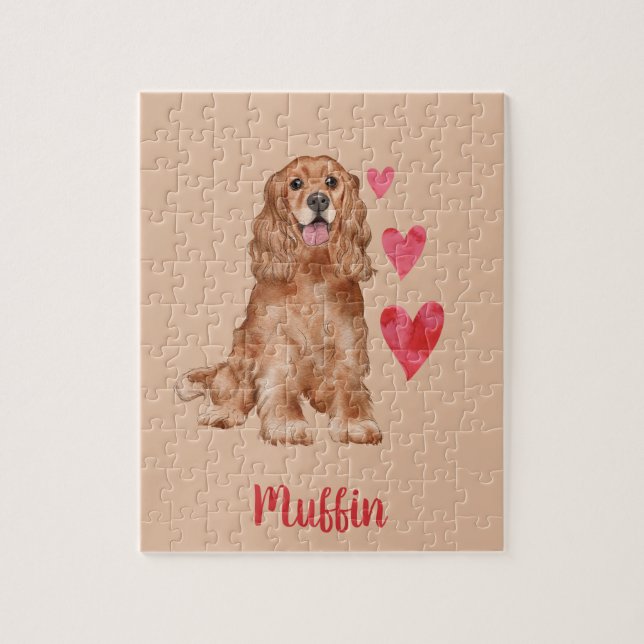 Puzzle Cocker Spaniel Nom personnalisé de l'animal (Vertical)