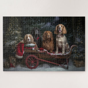 Puzzle Cocker Spaniel Snowy Sleigh Décor de Noël