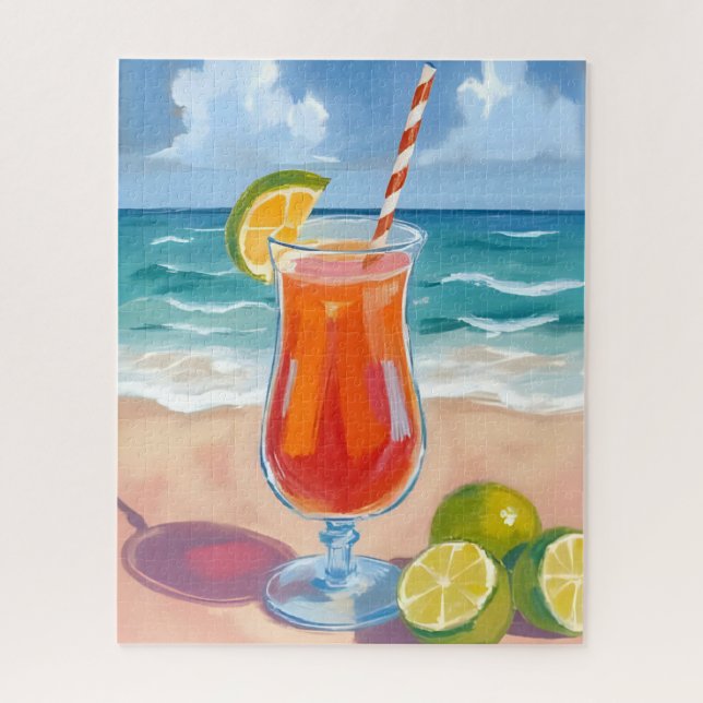 Puzzle Cocktail de plage | Peinture aquarelle Vagues océa (Vertical)