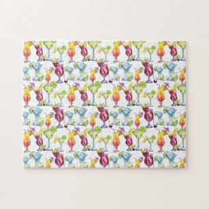 Puzzle Cocktails tropicaux amusants Boissons Aquarelle