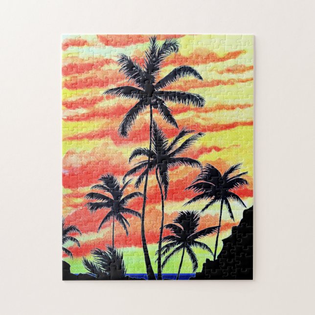 Puzzle Coco Palmiers de coucher de soleil hawaïen  (Vertical)
