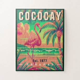 Puzzle CocoCay Bahamas Retro Flamant rose Souvenir 1950