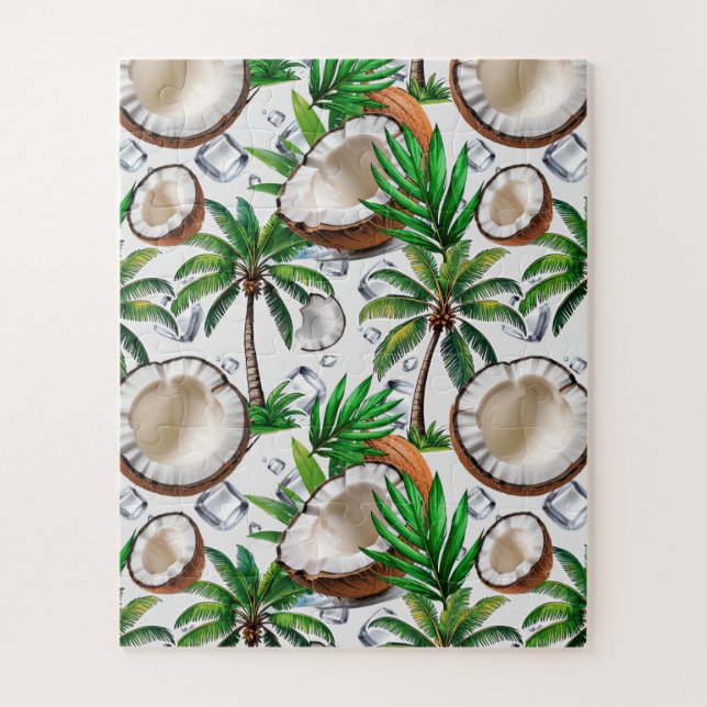 Puzzle Cocotier Palm Tree Tropical Motif Design (Vertical)
