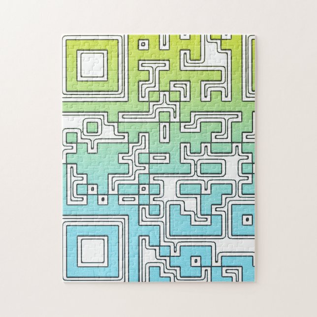 Puzzle Code QR - Aqua Jaune (Vertical)