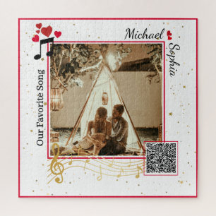 Puzzle Code QR de chanson photo moderne personnalisé roug