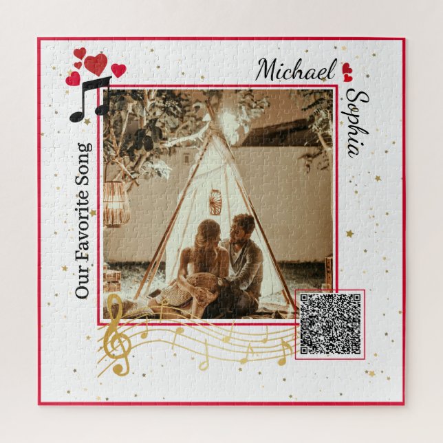 Puzzle Code QR de chanson photo moderne personnalisé roug (Vertical)