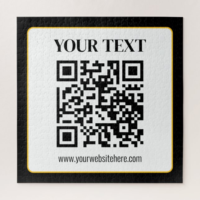 Puzzle Code QR d'entreprise avec texte haut et bas, noir  (Vertical)