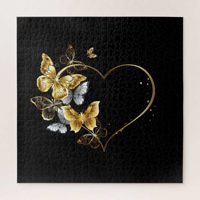 Puzzle Coeur aux papillons d'or (Vertical)