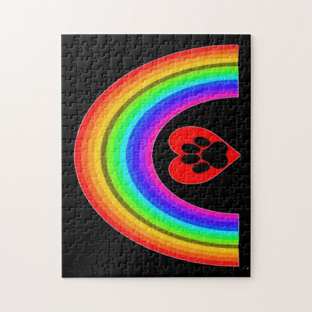 Puzzle Coeur Avec Paw Sous Un Arc En Ciel (Vertical)