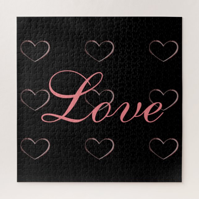 Puzzle Cœur branché gris calligraphie amour mariage (Vertical)