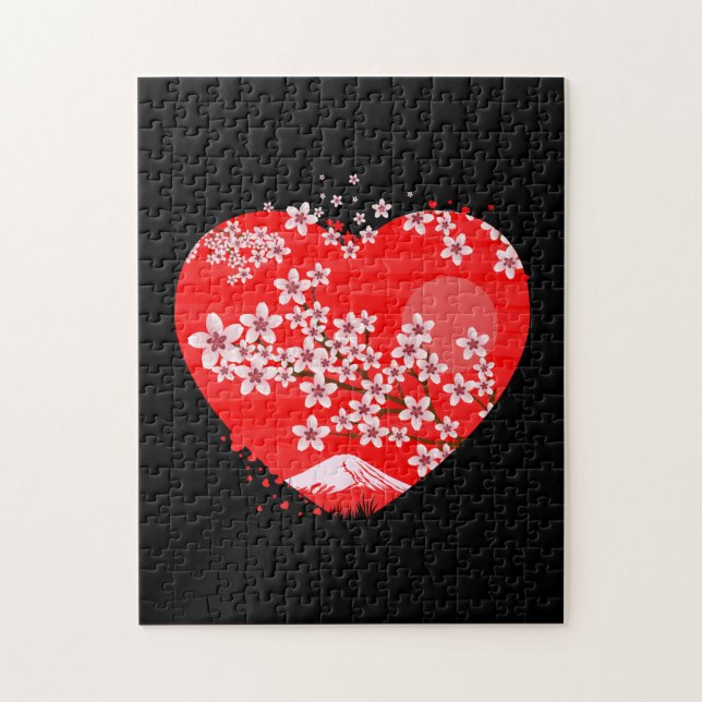 Puzzle Coeur cerise en fleurs (Vertical)