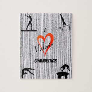Puzzle Cœur de gymnastique personnalisé Je t'aime