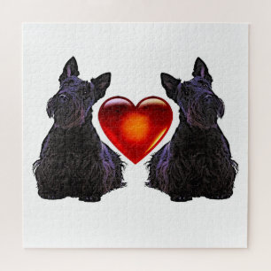 Puzzle Coeur de sihouette noir de Terrier écossais/676 p