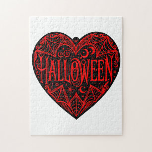 Puzzle Cœur d'Halloween, Forme de cœur noir, Vacances