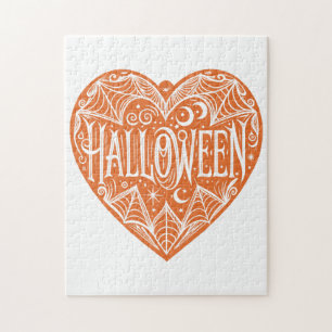 Puzzle Cœur d'Halloween, Forme de cœur orange, Vacances