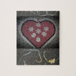 Puzzle Coeur et papillon en fleurs flottantes