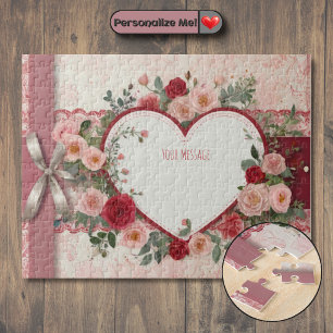 Puzzle Coeur et Rose personnalisés