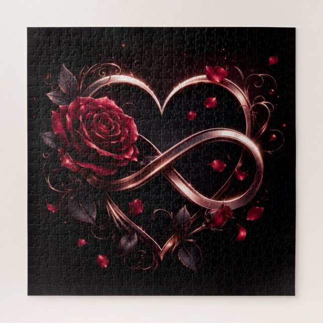 Puzzle Cœur Infinity Rose Élégant  (Vertical)