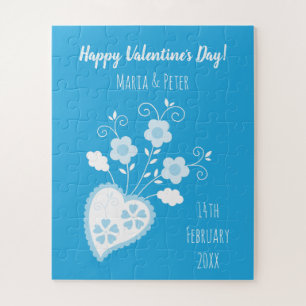 Puzzle Coeur romantique bleu portugais