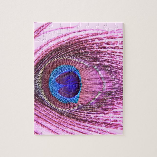 Puzzle Coeur rose de plume de paon (Vertical)