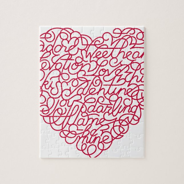 Puzzle Coeur rose des textes d'amour (Vertical)