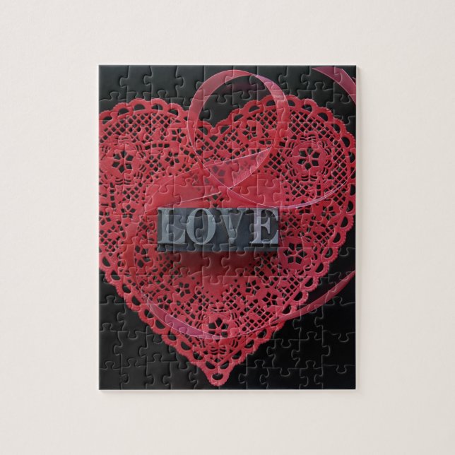 Puzzle Coeur rouge doy avec mot d'amour (Vertical)