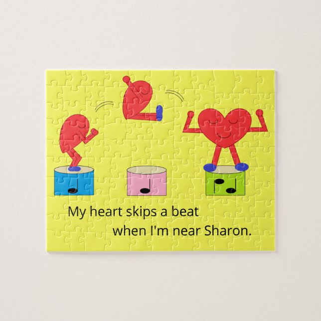 Puzzle Cœur sautant d'amour : Jaune (Horizontal)