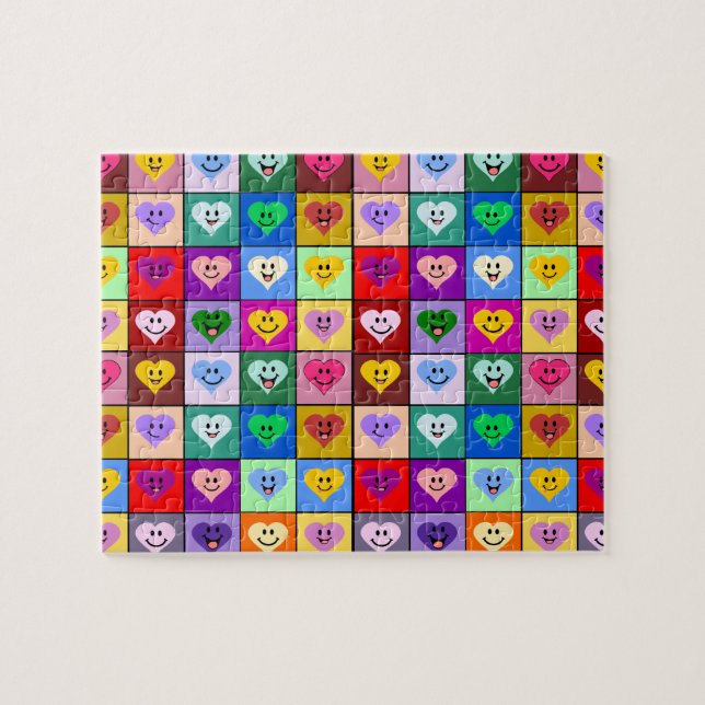 Puzzle Coeurs arc-en-ciel carré (Horizontal)
