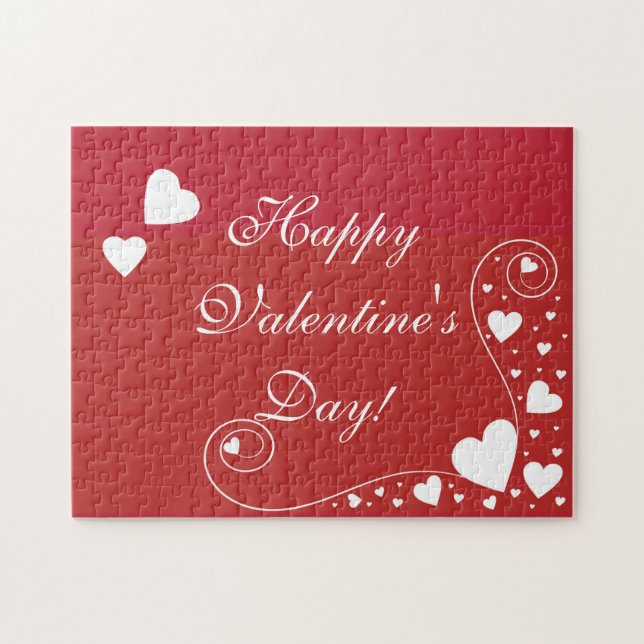 Puzzle Coeurs blancs en rouge (Horizontal)