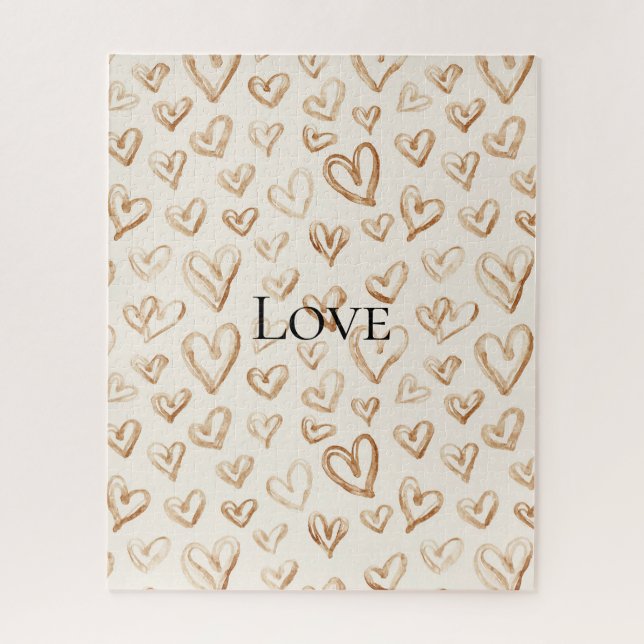 Puzzle Cœurs bruns crème Saint-Valentin   (Vertical)