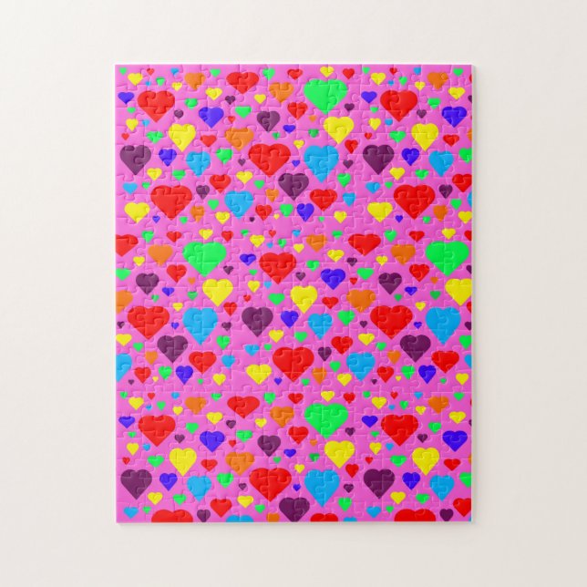 Puzzle Coeurs d'amour sur la casse-tête rose (Vertical)