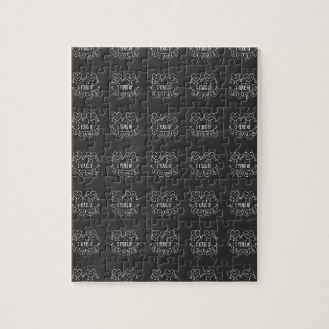 Puzzle Coeurs de la calèche cadeau du 5e anniversaire (Vertical)