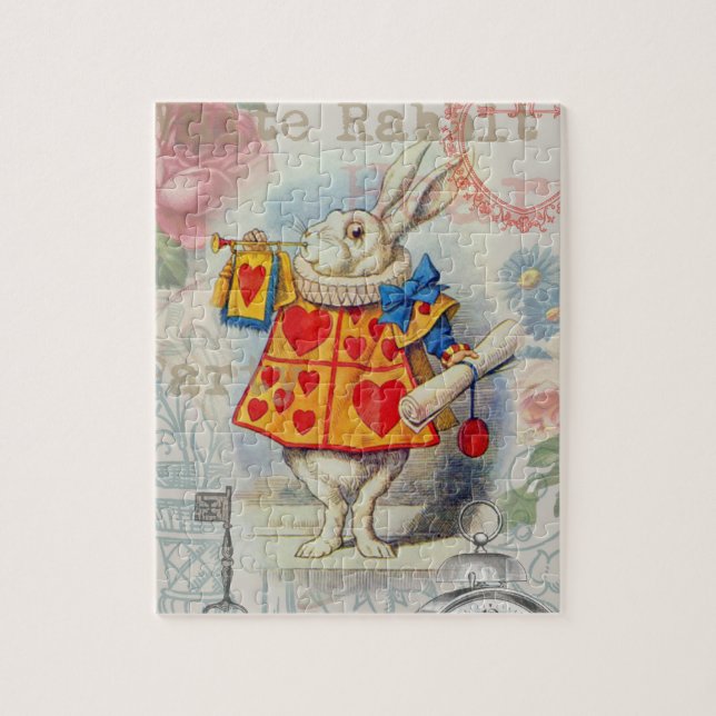 Puzzle Cœurs de Lapin Blanc Alice Classique (Vertical)