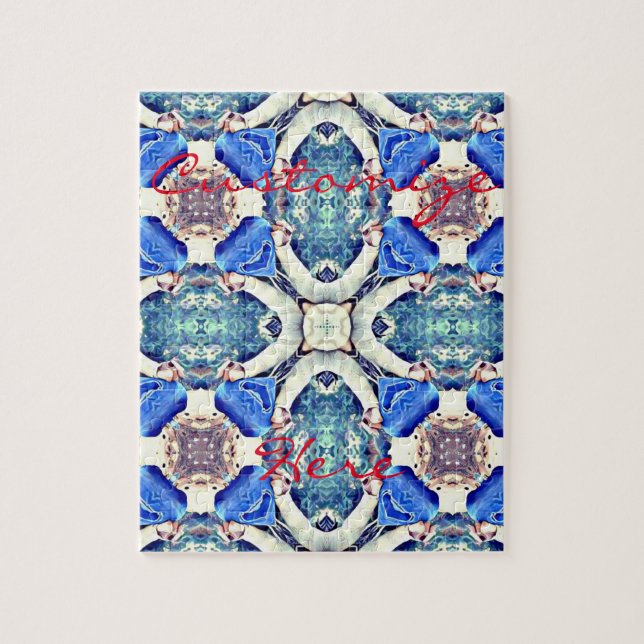 Puzzle Coeurs de mandala bleu motif Thunder_Cove (Vertical)