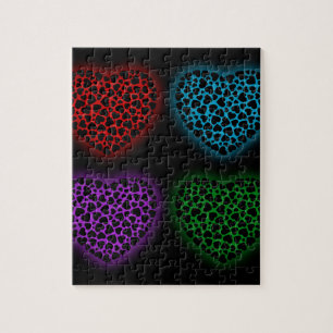 Puzzle Coeurs de Valentine rougeoyant dans l'obscurité