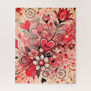 Puzzle Coeurs de Valentines / Marguerite / Art scintillan