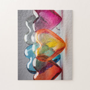 Puzzle Coeurs de verre coloré
