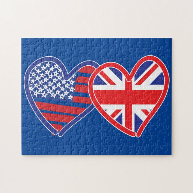 Puzzle Coeurs du drapeau américain Union Jack (Horizontal)