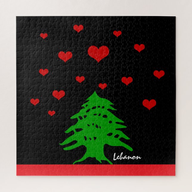 Puzzle Coeurs du Liban & drapeau libanais mode / Amour (Vertical)