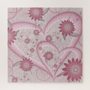 Puzzle Coeurs et fleurs Abstraits roses Aimer l'art fract