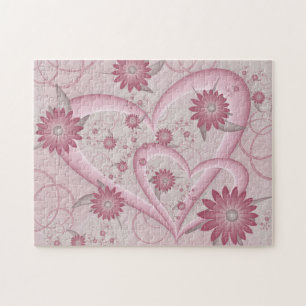 Puzzle Cœurs et fleurs abstraits roses Amour Art fractal