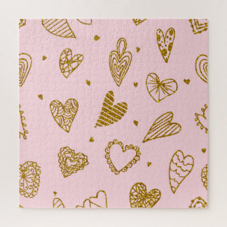Puzzle Coeurs parties scintillant or : motif arrière - pl