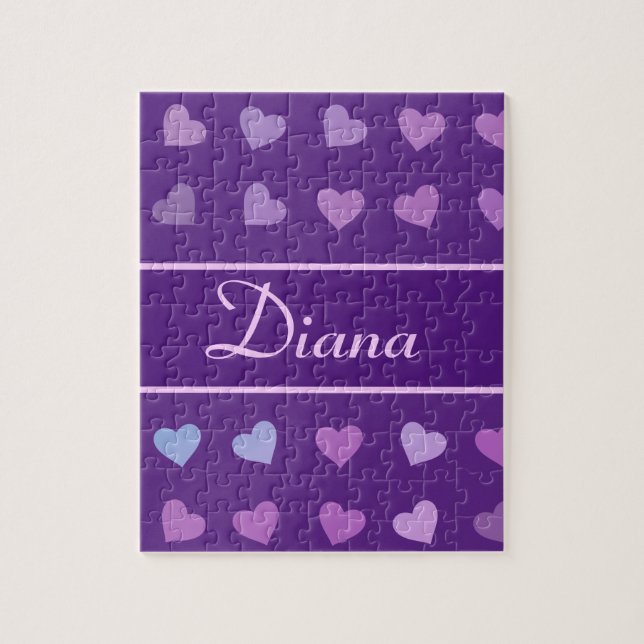 PUZZLE COEURS PASTEL PURPLE PERSONNALISÉ (Vertical)
