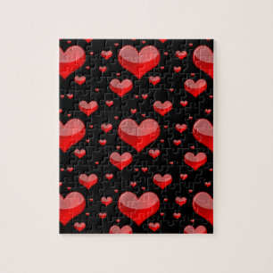 Puzzle Coeurs rouges tombants (Vous Choisissez Couleur Ar