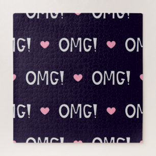 Puzzle Coeurs, texte OMG, motif mignon