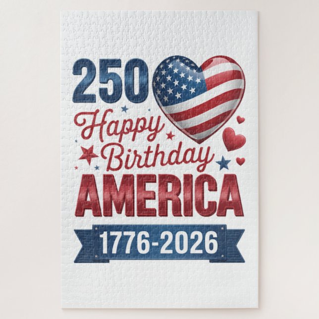 Puzzle Cœurs USA 1776 2026 4 juillet (Vertical)