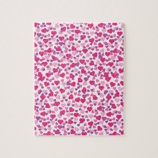 Puzzle Coeurs valentin roses et violets (Vertical)