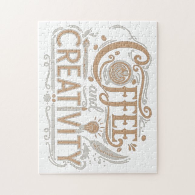 Puzzle Coffee and Creativity Typography (Vertical)