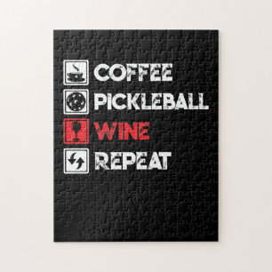 Puzzle Coffee Pickleball Wine Repeat Funny