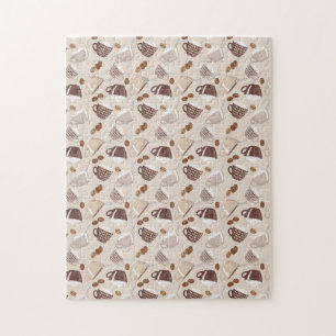 Puzzle Coffee Time Cups Brown Grains Caffeine Lover Drink